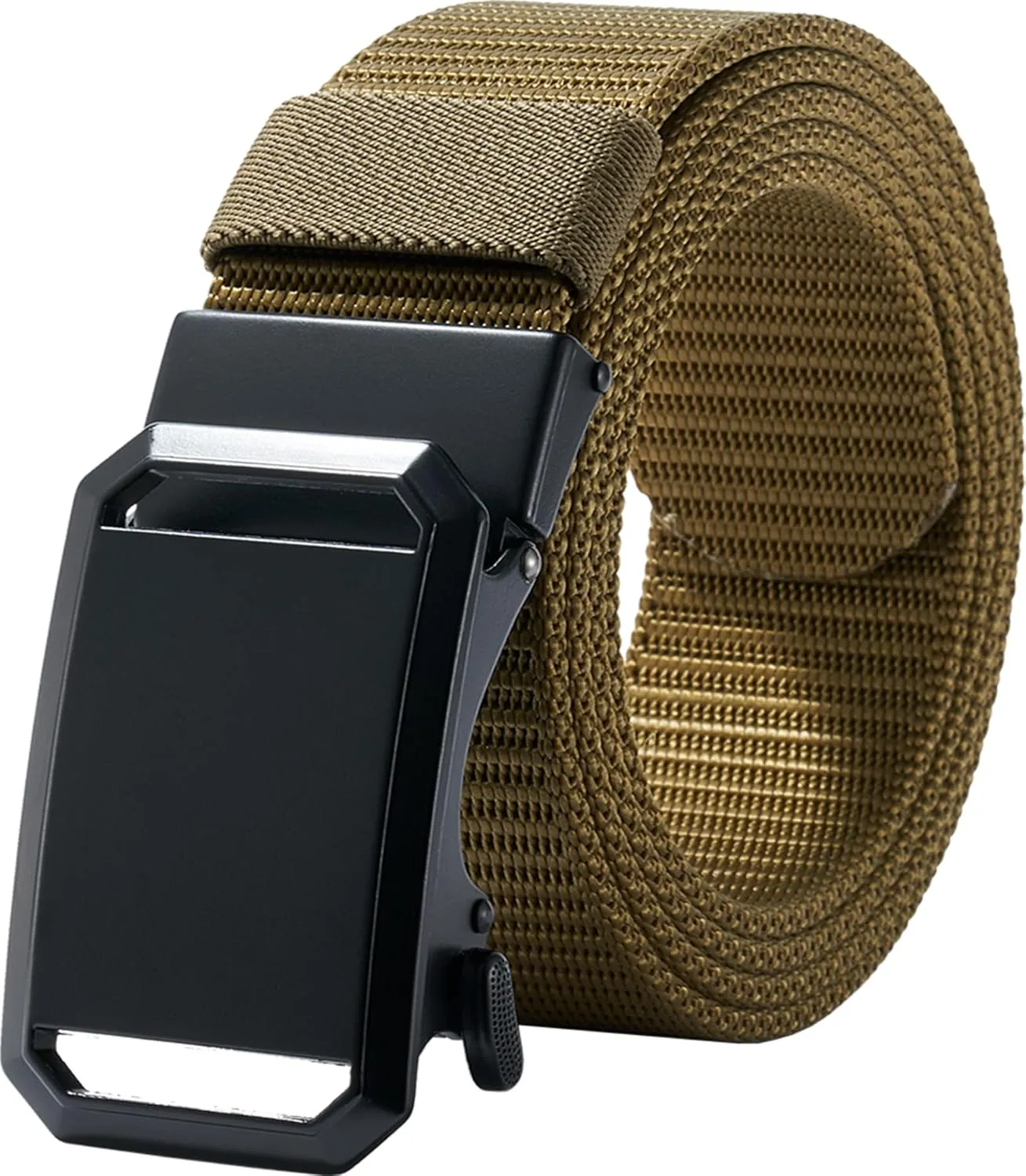 LionVII Ratchet Belts for Men - Fashion Belt Man Nylon Fabric 1 3/8" for Casual Jeans - Adjustable Trim to Fit 27-49" Waist