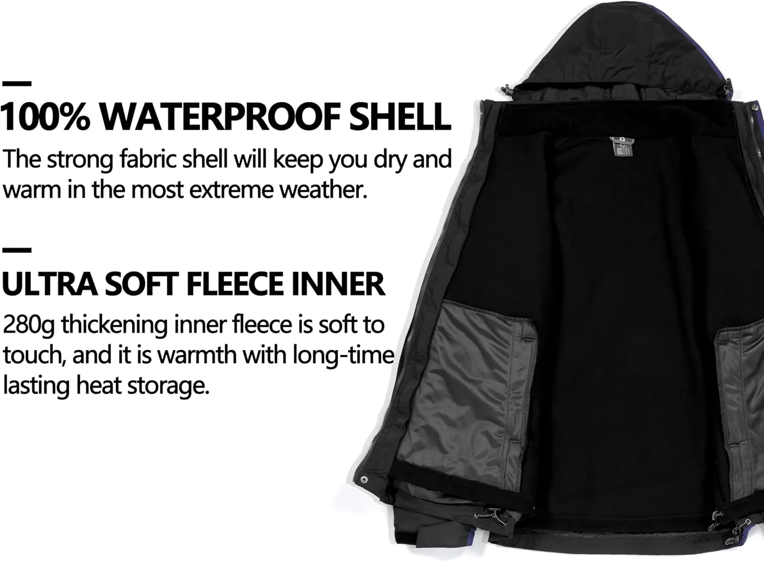 Little Donkey Andy Men's 3 in 1 Winter Ski Jacket Warm Fleece Liner Jacket Waterproof Windproof Snow Coat & Detachable Hood