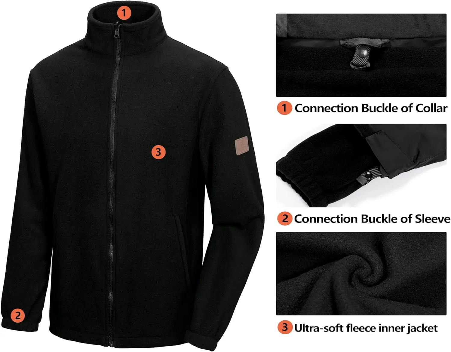 Little Donkey Andy Men's 3 in 1 Winter Ski Jacket Warm Fleece Liner Jacket Waterproof Windproof Snow Coat & Detachable Hood
