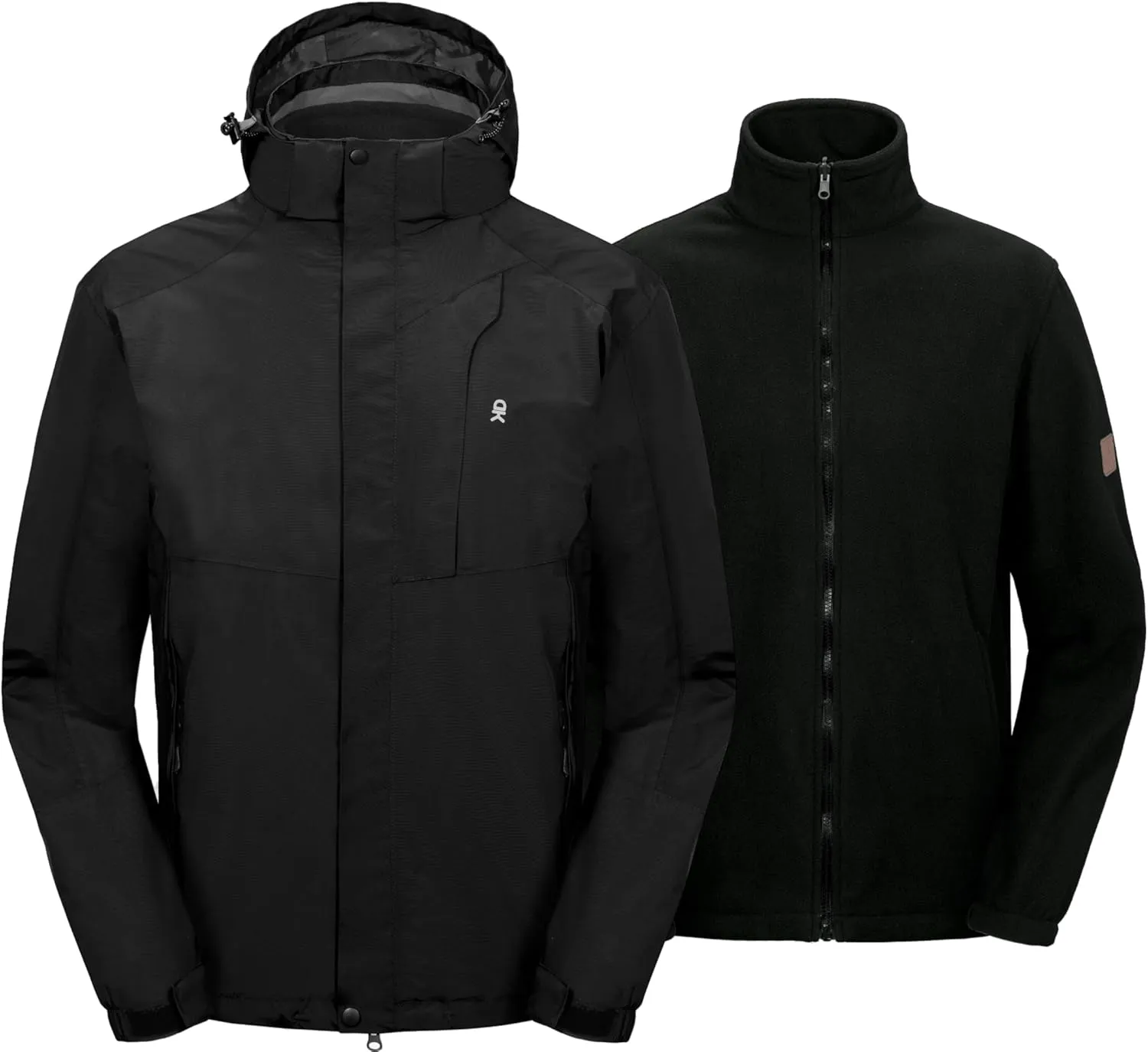 Little Donkey Andy Men's 3 in 1 Winter Ski Jacket Warm Fleece Liner Jacket Waterproof Windproof Snow Coat & Detachable Hood