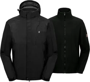 Little Donkey Andy Men's 3 in 1 Winter Ski Jacket Warm Fleece Liner Jacket Waterproof Windproof Snow Coat & Detachable Hood