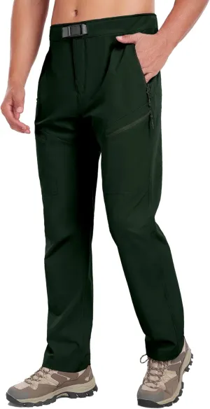 Little Donkey Andy Men's Lightweight Fishing Pants with Belt 5 Zip Pockets Waterproof Quick-Dry Travel Hiking Outdoor Pants