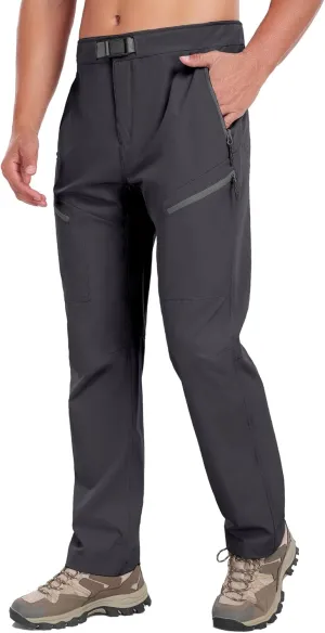 Little Donkey Andy Men's Lightweight Fishing Pants with Belt 5 Zip Pockets Waterproof Quick-Dry Travel Hiking Outdoor Pants