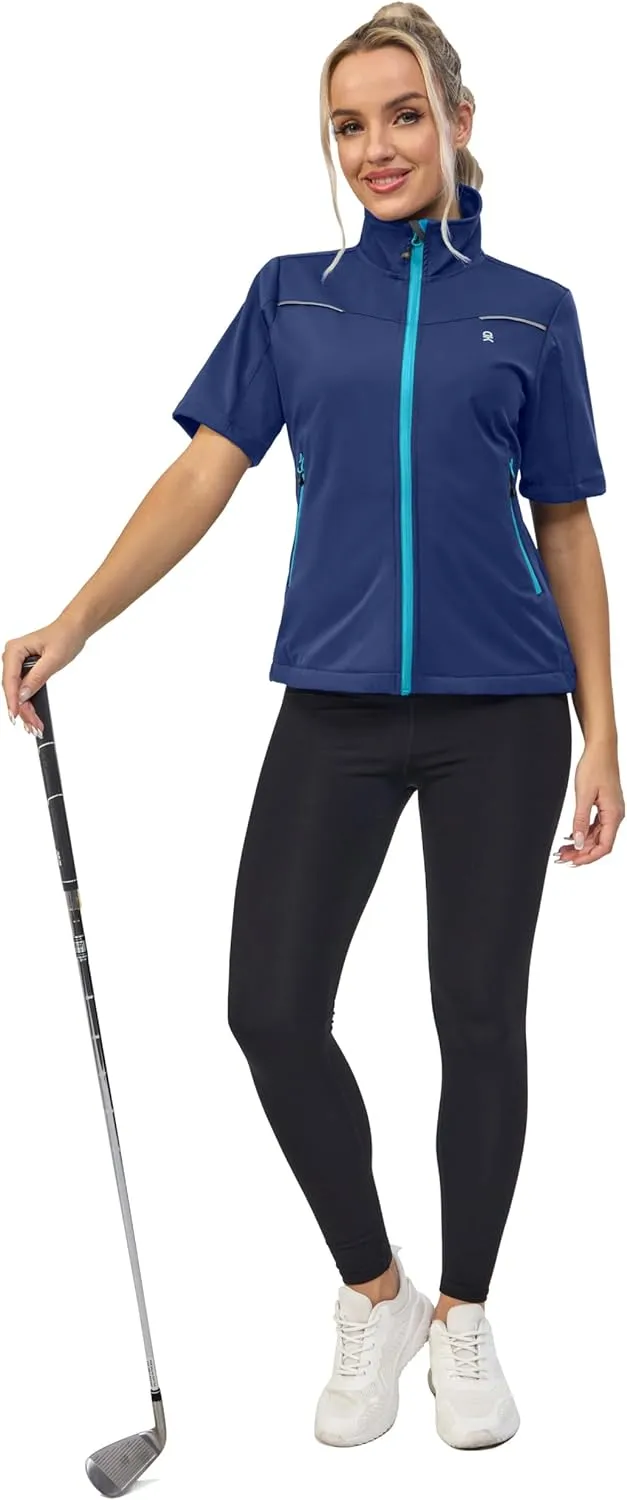 Little Donkey Andy Women's Short Sleeve Jacket Windproof Lightweight Vest for Golf Hiking Running