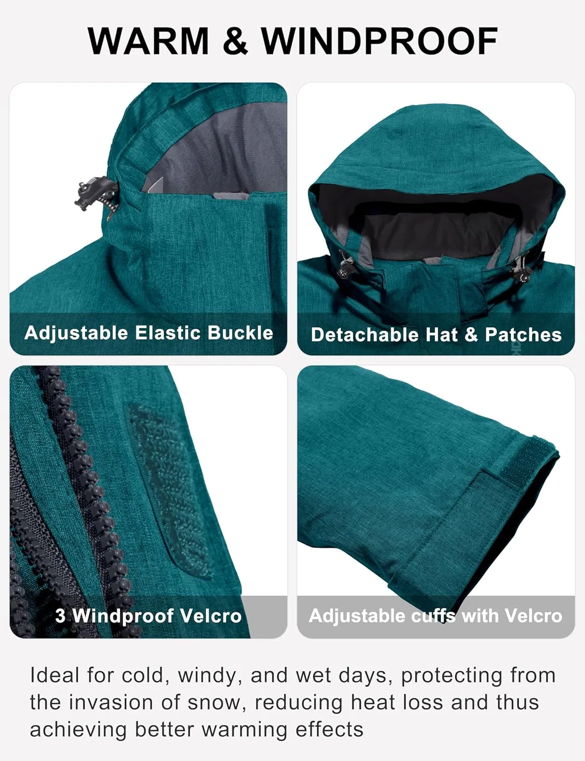 Little Donkey Andy Women's Waterproof Ski Snowboarding Jacket Windproof Warm Coat with Detachable Hood