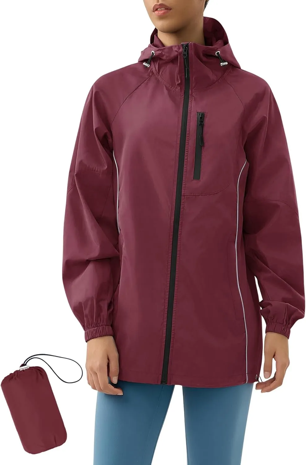 LOMON Lightweight Active Rain Jacket Hooded Water Resistant Raincoat Windbreaker Casual Jacket