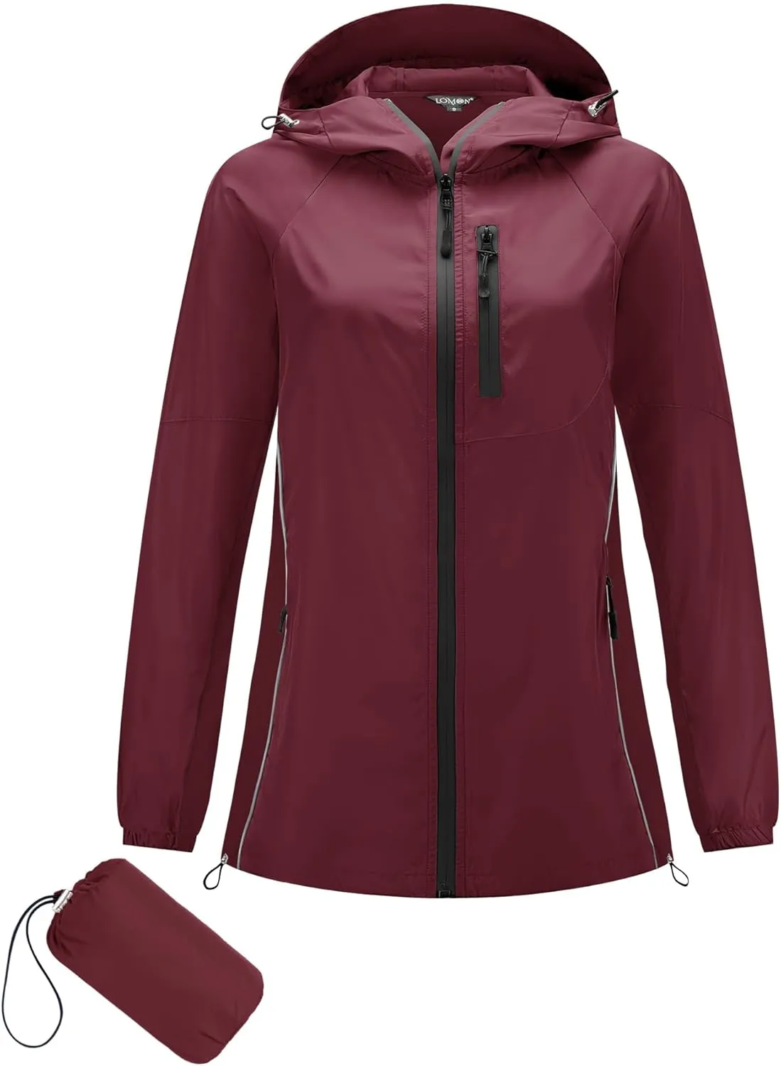 LOMON Lightweight Active Rain Jacket Hooded Water Resistant Raincoat Windbreaker Casual Jacket