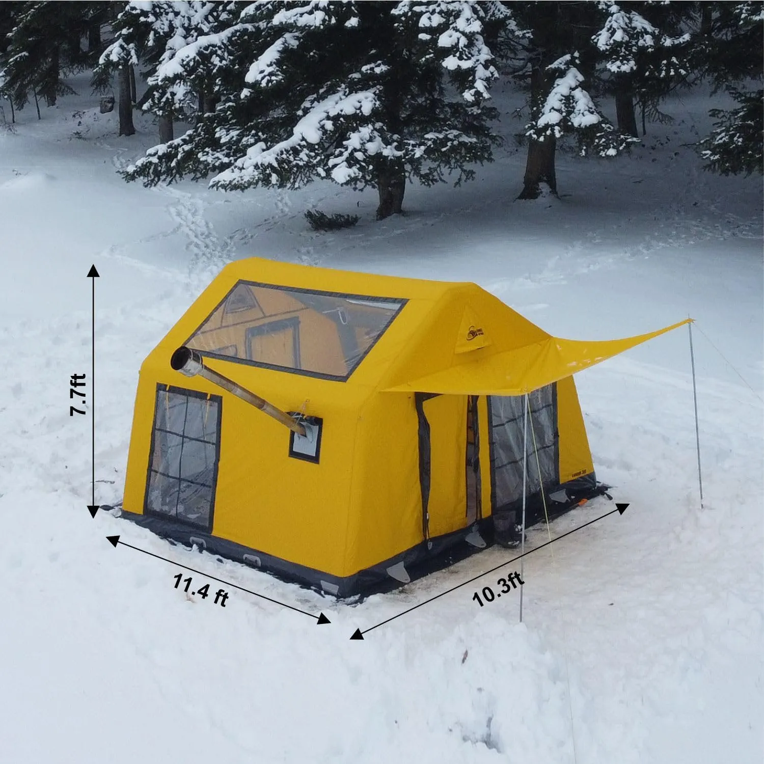 London 360 – Luxury 4-Season Inflatable Tent for Camping, 8-Person Capacity, Panoramic Windows, and Sunroof