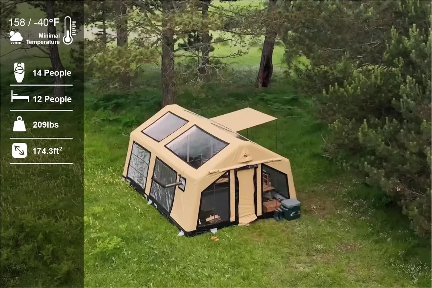 London MAXIA 480 14-Person Tent – Luxury Inflatable, Waterproof & UV Resistant, Perfect for 4-Season Camping, Easy Setup