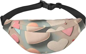 Love Pattern Men'S And Women'S Waist Pack, Crossbody Bag With Adjustable Belt For Running, Traveling, Sports, Hiking