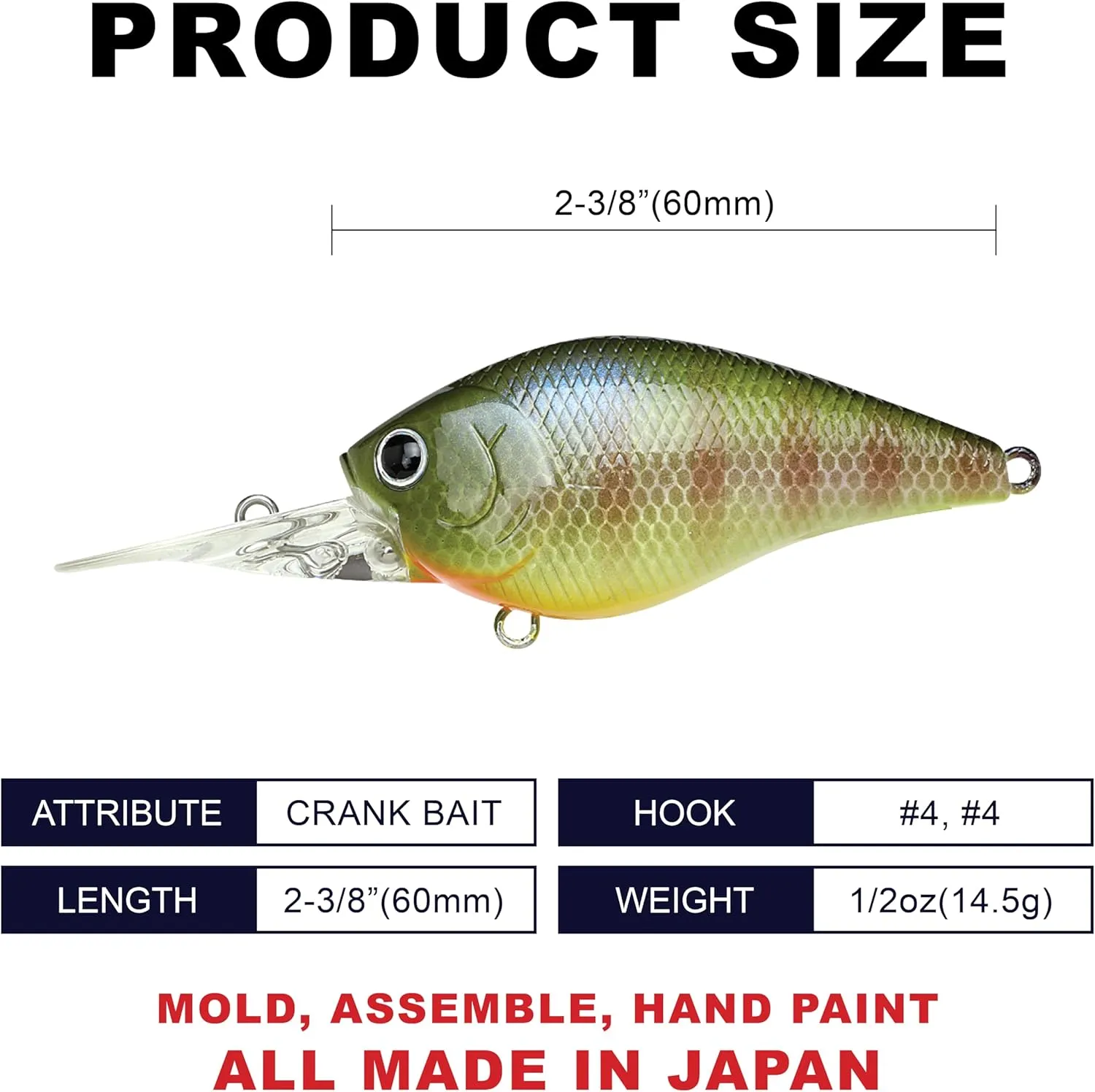 LUCKY CRAFT 1.5DD DRS, DEEP Diver, Deep Rattle Sound, Crankbait Fishing Lures, Deep Diving Lures, 7-8ft Depth, Freshwater Fishing Gear, Accessory, Tackle, Bass, Pike, Snook, Redfish