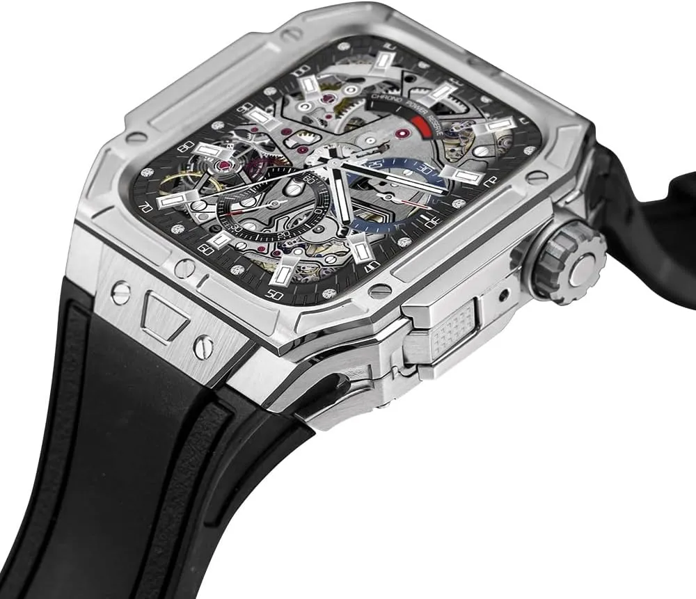 Luxury Metal Watch Case Strap For Band Series 6 5 4 SE 44mm Stainless Steel Strap Rubber Bracelet for 6 5 4 SE 44mm Series