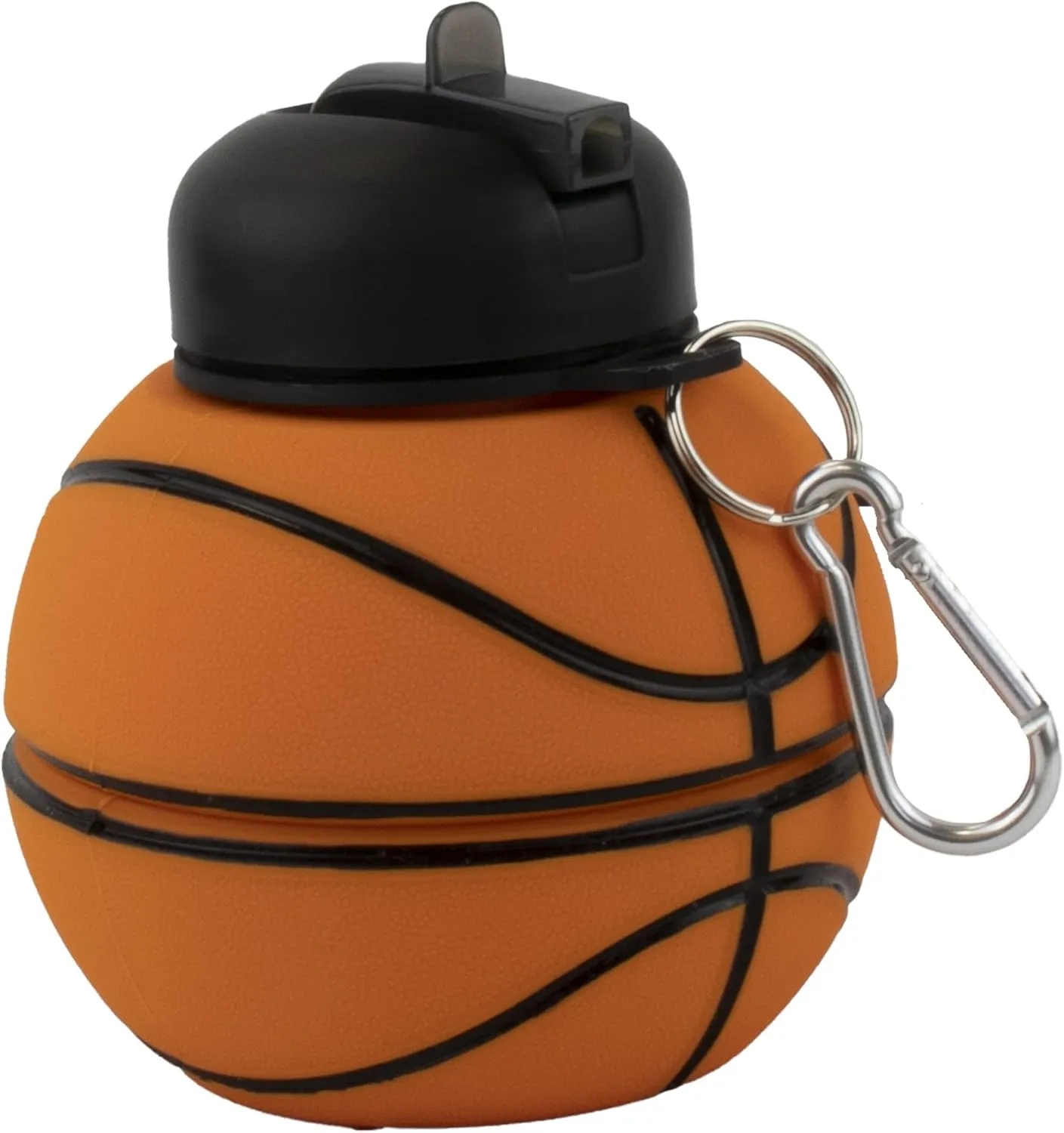 Maccabi Art Clip-On Collapsible 1 Liter, 34 oz. size BPA-Free Silicone Basketball Large Water Bottle for Kids
