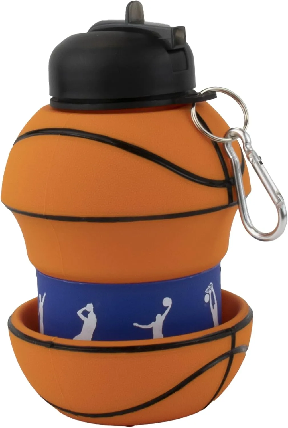 Maccabi Art Clip-On Collapsible 1 Liter, 34 oz. size BPA-Free Silicone Basketball Large Water Bottle for Kids
