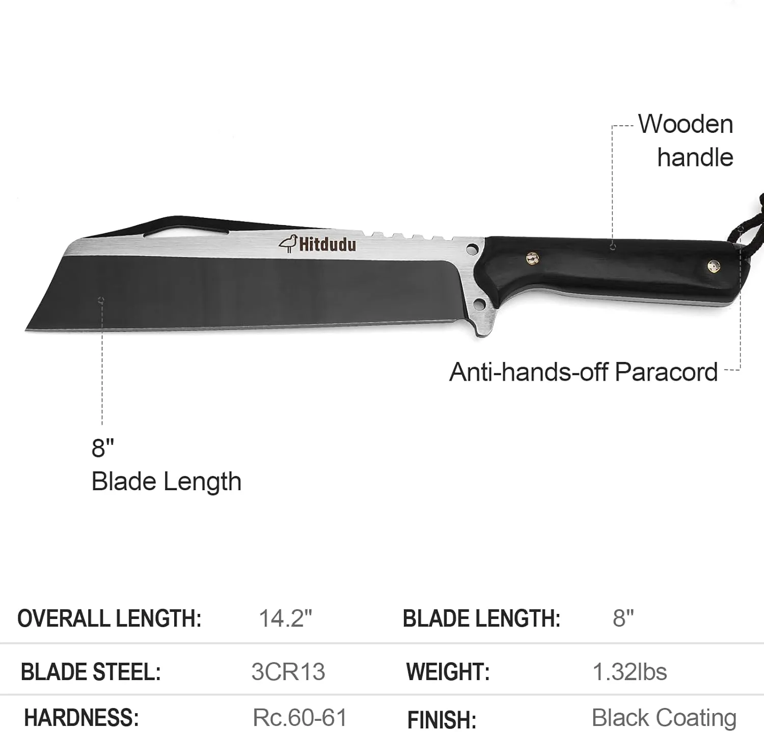 Machete with Sheath - Heavy Duty Bushcraft Hunting Knife, Multi-Purpose Knife for Gardening, Camping, Hunting and Bushcraft