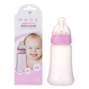 Made in USA aMACEing Zero Leak® Baby Bottle with Anti-Colic Vent and Variable Flow, Leak-Proof 7oz (Pink)