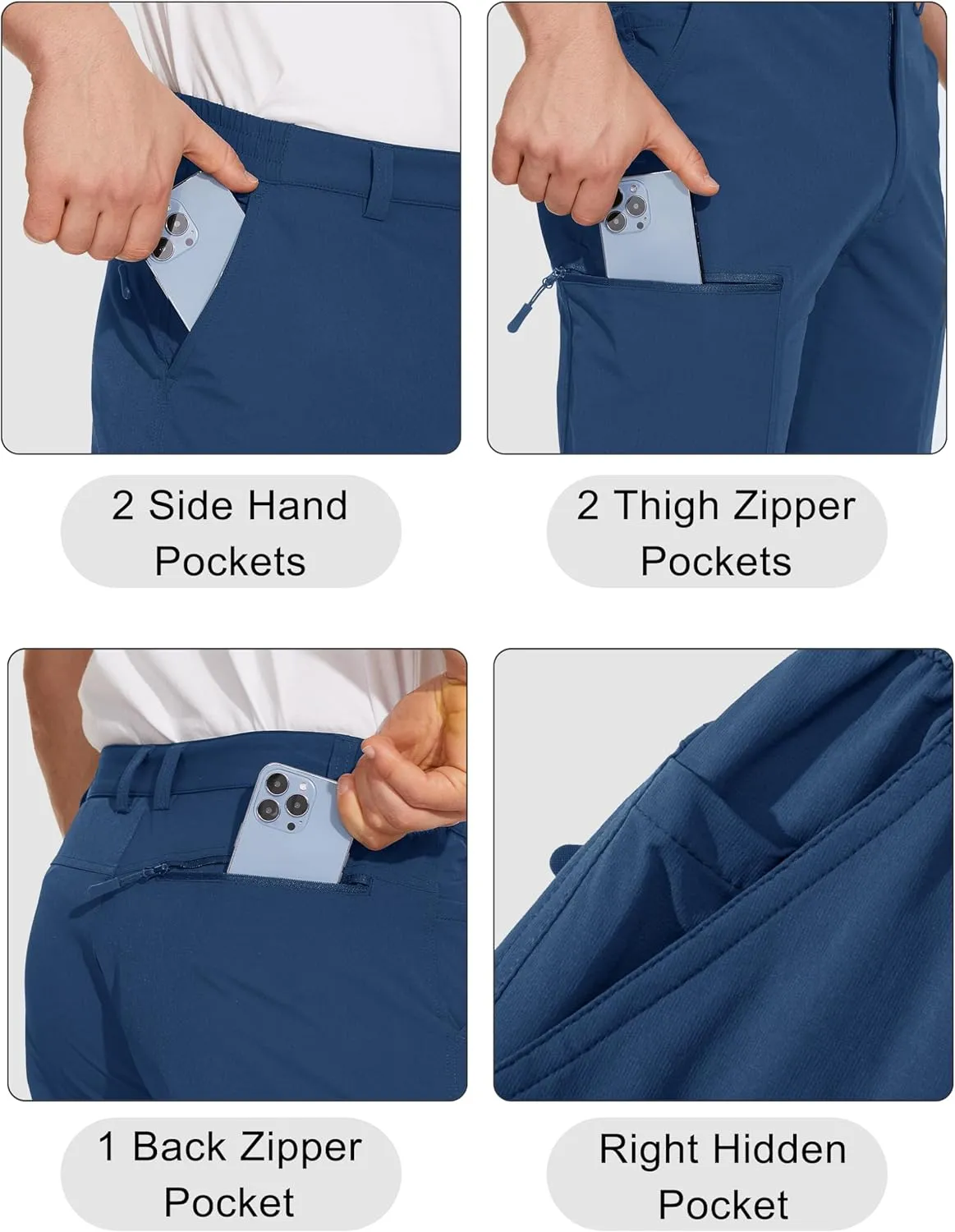 MAGCOMSEN Men's Hiking Pants 6 Pockets,Water Resistant Ripstop Outdoor Pants,Lightweight Quick Dry Fishing Work Pants