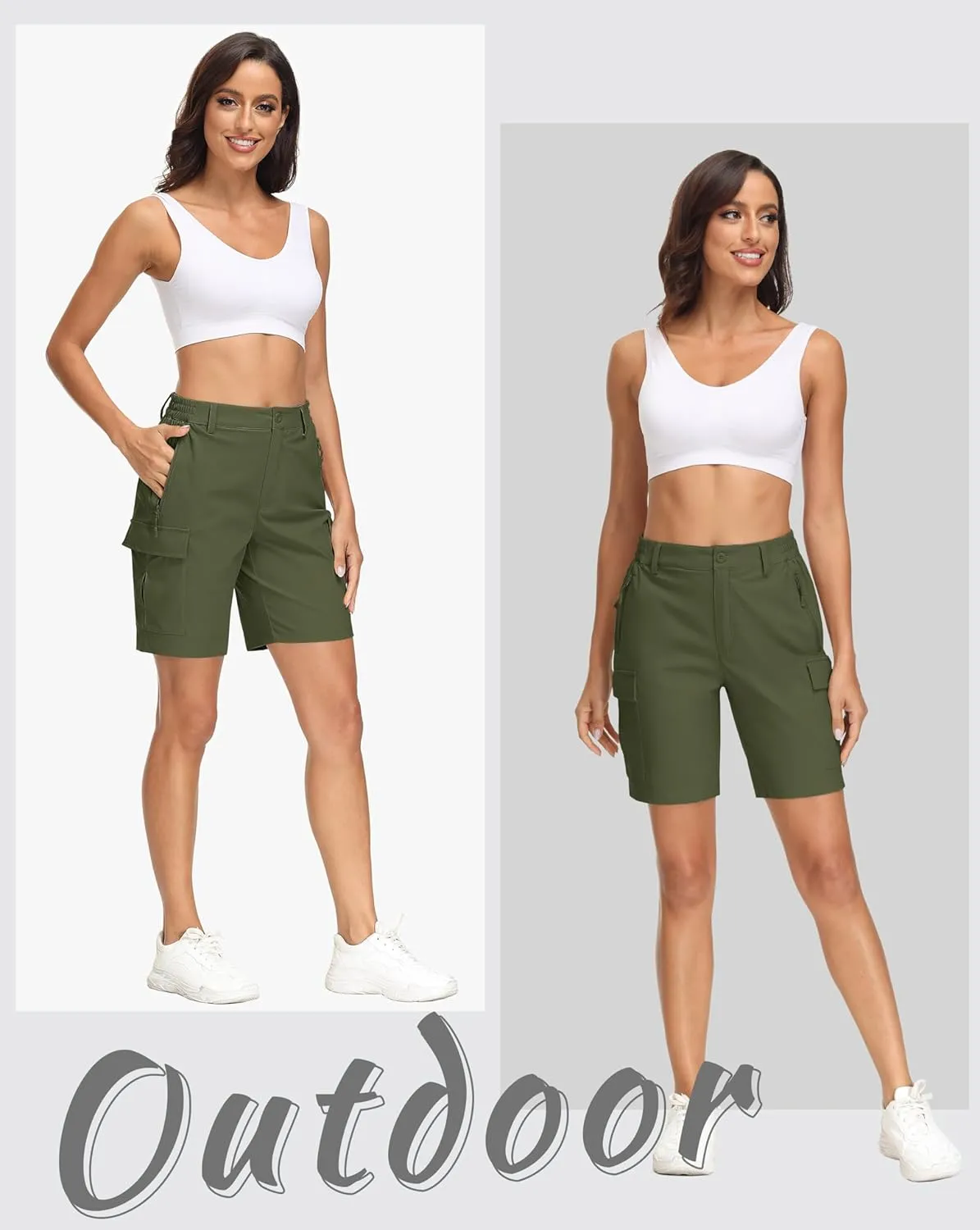 MAGCOMSEN Women's Hiking Cargo Shorts Quick Dry Lightweight 7 Inch Golf Athlectic Casual Trendy Shorts with 5 Pockets