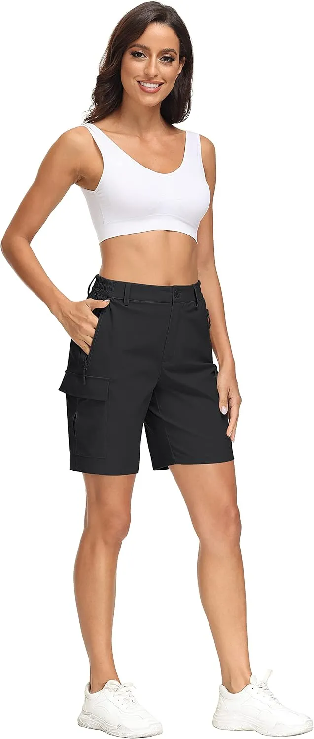 MAGCOMSEN Women's Hiking Cargo Shorts Quick Dry Lightweight 7 Inch Golf Athlectic Casual Trendy Shorts with 5 Pockets