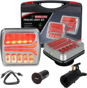 Magnetic Wireless Trailer Lights, Rechargeable LED Trailer Light for Towing Truck, Waterproof Tail Tow Lights Kit for RV Camper Boat Caravan, Portable Turn Signal Brake Running Stop