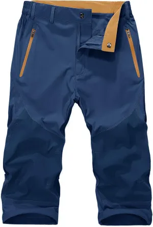MAGNIVIT Men's 3/4 Capri Pants Below Knee Quick Dry Lightweight Hiking Cargo Long Shorts(No Belt)
