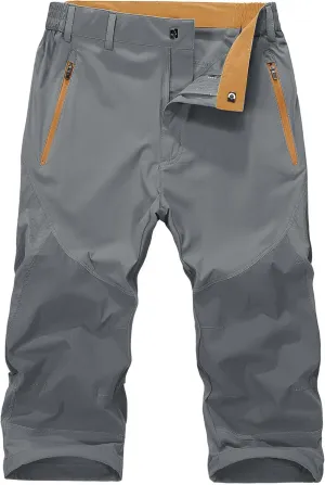 MAGNIVIT Men's 3/4 Capri Pants Below Knee Quick Dry Lightweight Hiking Cargo Long Shorts(No Belt)