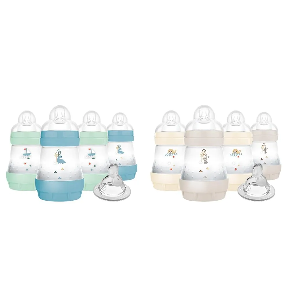 MAM Anti-Colic Baby Bottles with Slow Flow Nipples, 5oz, 0-3 Months, Reduces Gas and Colic, BPA-Free
