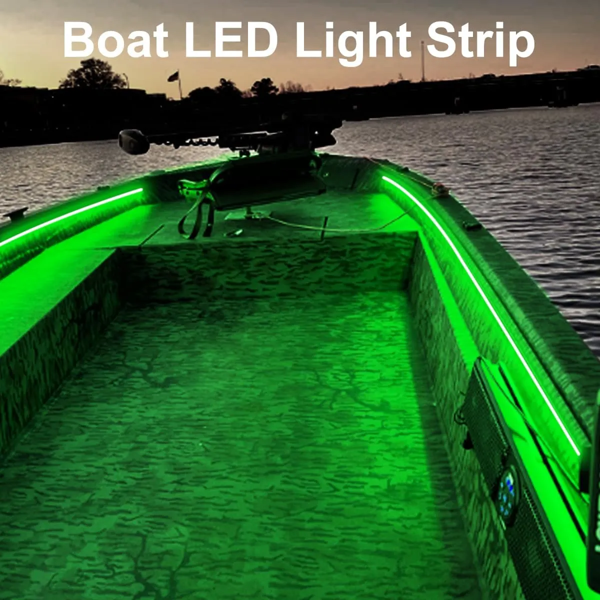Marine Boat Led Strip Lights, 32.8FT Pontoon Strip Light, Interior and Exterior Waterproof 12V Night Fishing Night for Jon Boat, Kayak, Yacht, Cabin, 2PCS (Green)