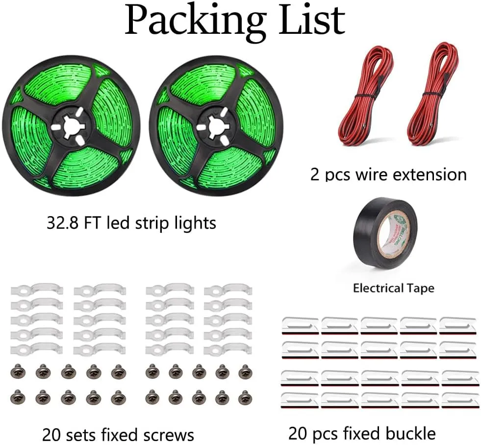 Marine Boat Led Strip Lights, 32.8FT Pontoon Strip Light, Interior and Exterior Waterproof 12V Night Fishing Night for Jon Boat, Kayak, Yacht, Cabin, 2PCS (Green)