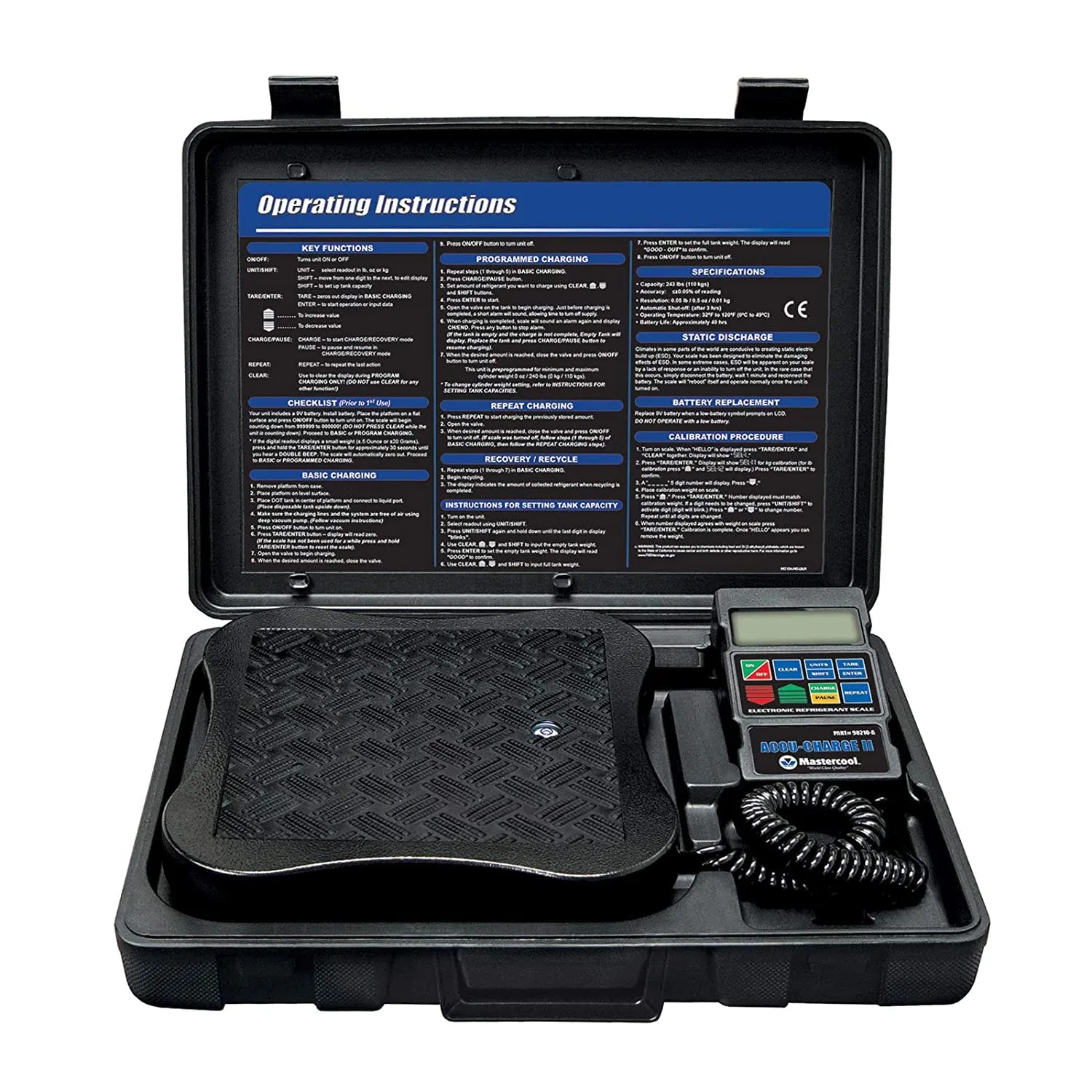 Mastercool 98210-A Electronic Refrigerant Scale, Black