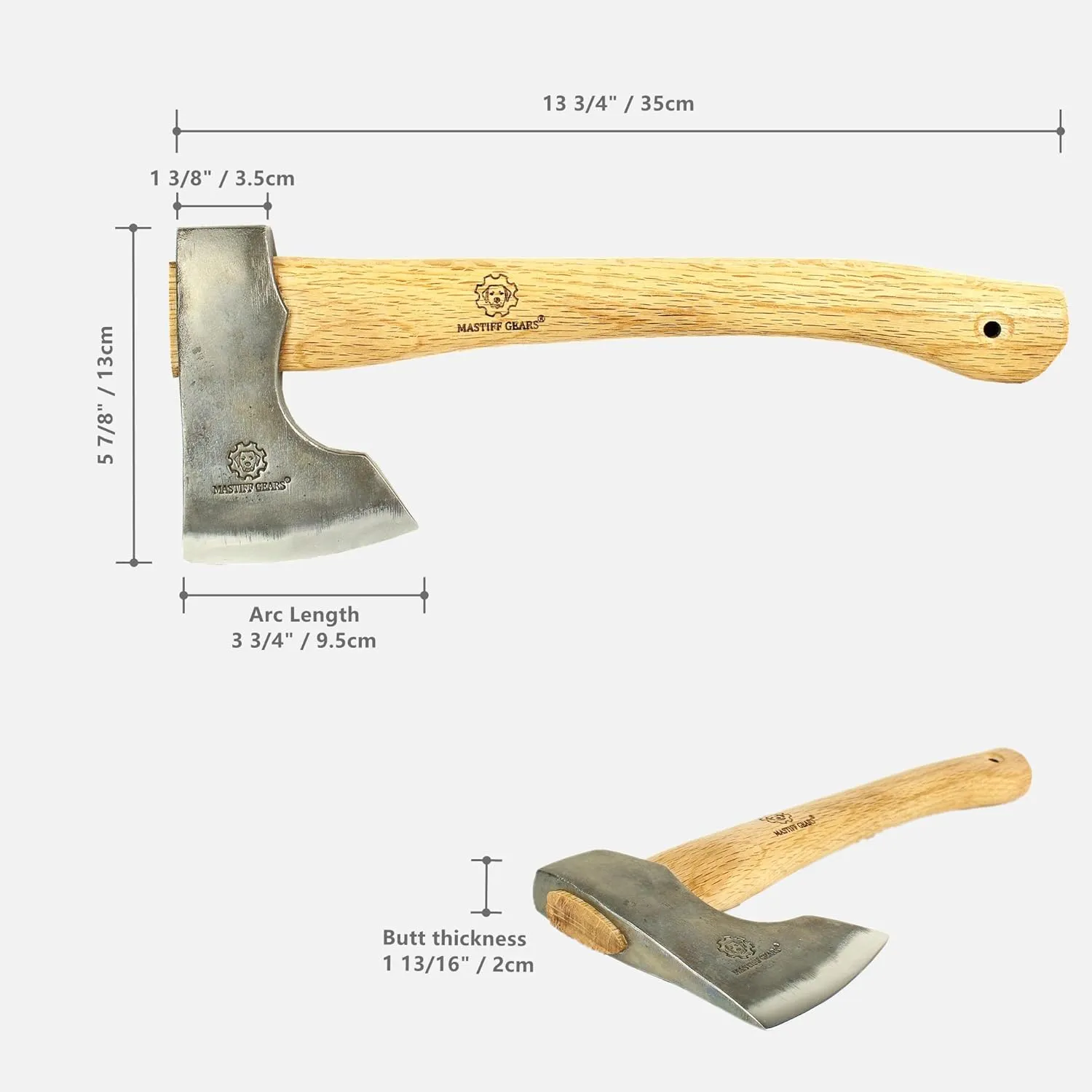 Mastiff Gears® Hand-Forged Wood Handle Hatchet: Versatile Carving, Camping, Wood Splitting Axes in Two Sizes for Outdoor Enthusiasts (Orcish Axe)