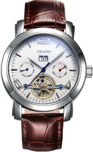 MASTOP Switzerland Watches Men Multi-Functional Leather Tourbillon Automatic Mechanical Watch