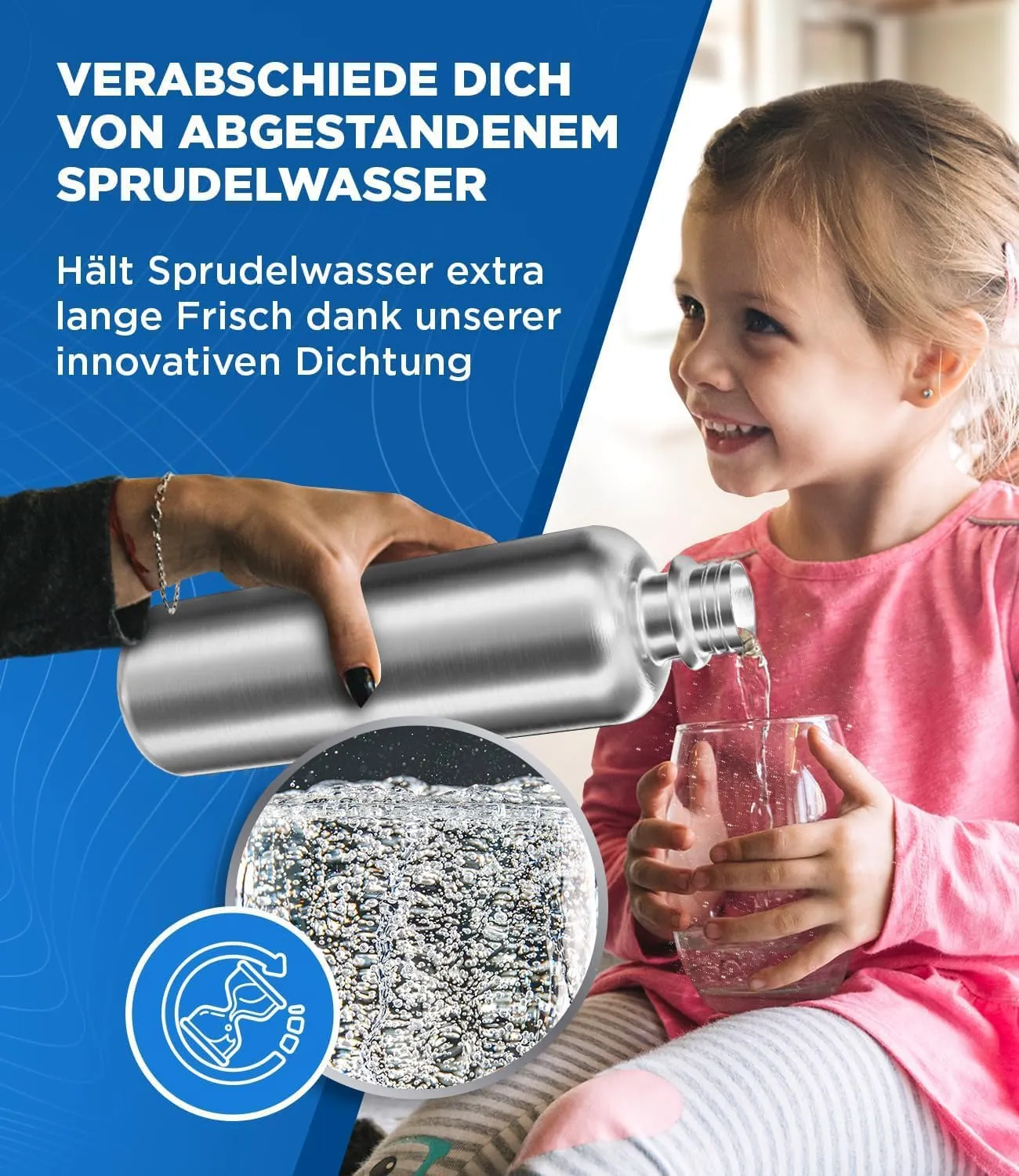 MATE OF STEEL® Stainless Steel 35oz Bottle Replacement for Sodastream Terra, Fizzi & Art - Leak-Proof Dishwasher Safe Plastic Free Water Bottle