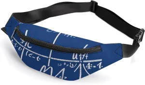 Math Formula Belt Bag with Adjustable Strap, Lightweight Travel Crossbody Bags, Hands-Free Mini Fanny Packs in Running Gym