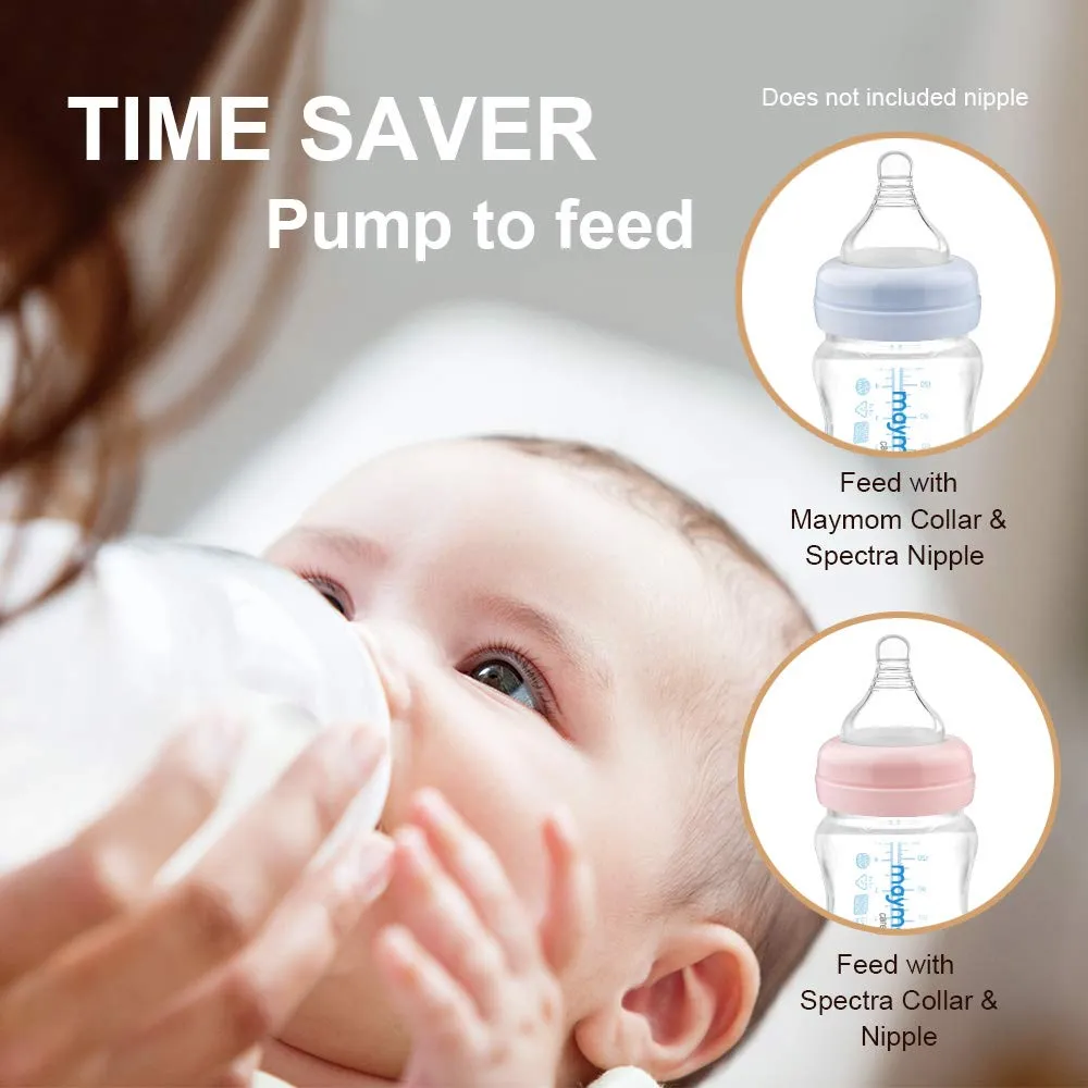 Maymom Wide-Mouth Milk Storage Collection Bottle with SureSeal Sealing Disk; Compatible with Spectra/Motif Luna/Ameda MYA/Bellababy Pumps. Can Replace Spectra S1 S2 Bottles, 6 pc (4.7Oz/140mL, 6pc)