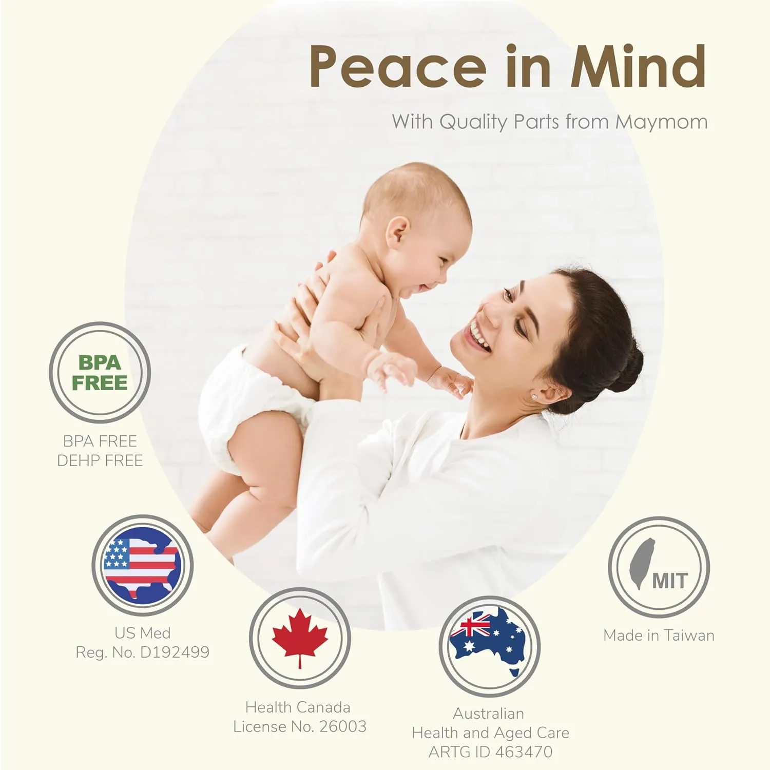 Maymom Wide-Mouth Milk Storage Collection Bottle with SureSeal Sealing Disk; Compatible with Spectra/Motif Luna/Ameda MYA/Bellababy Pumps. Can Replace Spectra S1 S2 Bottles, 6 pc (4.7Oz/140mL, 6pc)