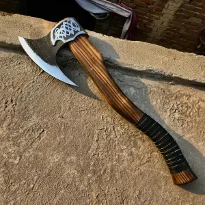 [MDM King Tools] Custom Handmade Viking Axe Medieval Ax with Viking Gift, Hand Axes, Viking Gifts for Men, Camping Tomahawk, Bearded, Ragnar Axe with Leather Sheath (Ngarzila)