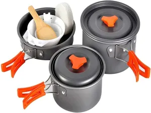 MDybf Camping Kitchen Cooking Utensil Set, Portable Compact Equipment, Outdoor Cooking Utensil Set, Suitable for Barbecue Camping, Orange Handle