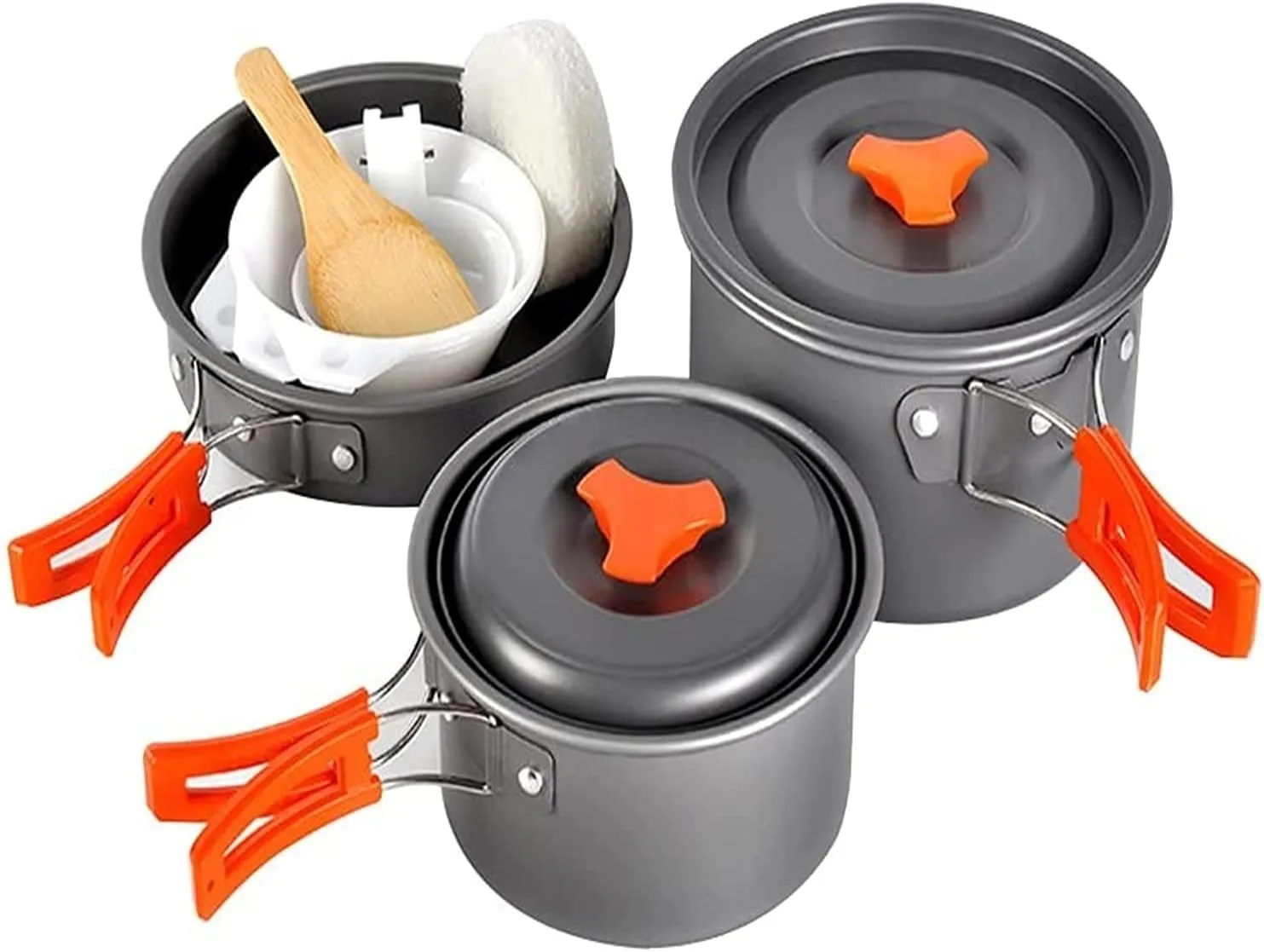MDybf Camping Kitchen Cooking Utensil Set, Portable Compact Equipment, Outdoor Cooking Utensil Set, Suitable for Barbecue Camping, Orange Handle