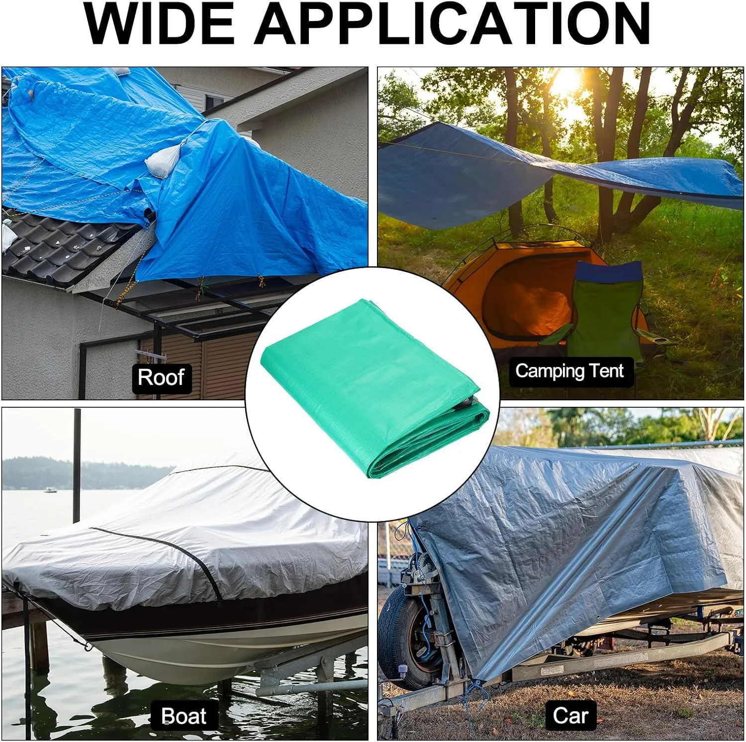 MECCANIXITY Heavy Extra Thick Tarp 5 x 6.6ft, Waterproof Multipurpose Outdoor Poly Tarp for Roof Camping Patio Pool Boat Car(Green)