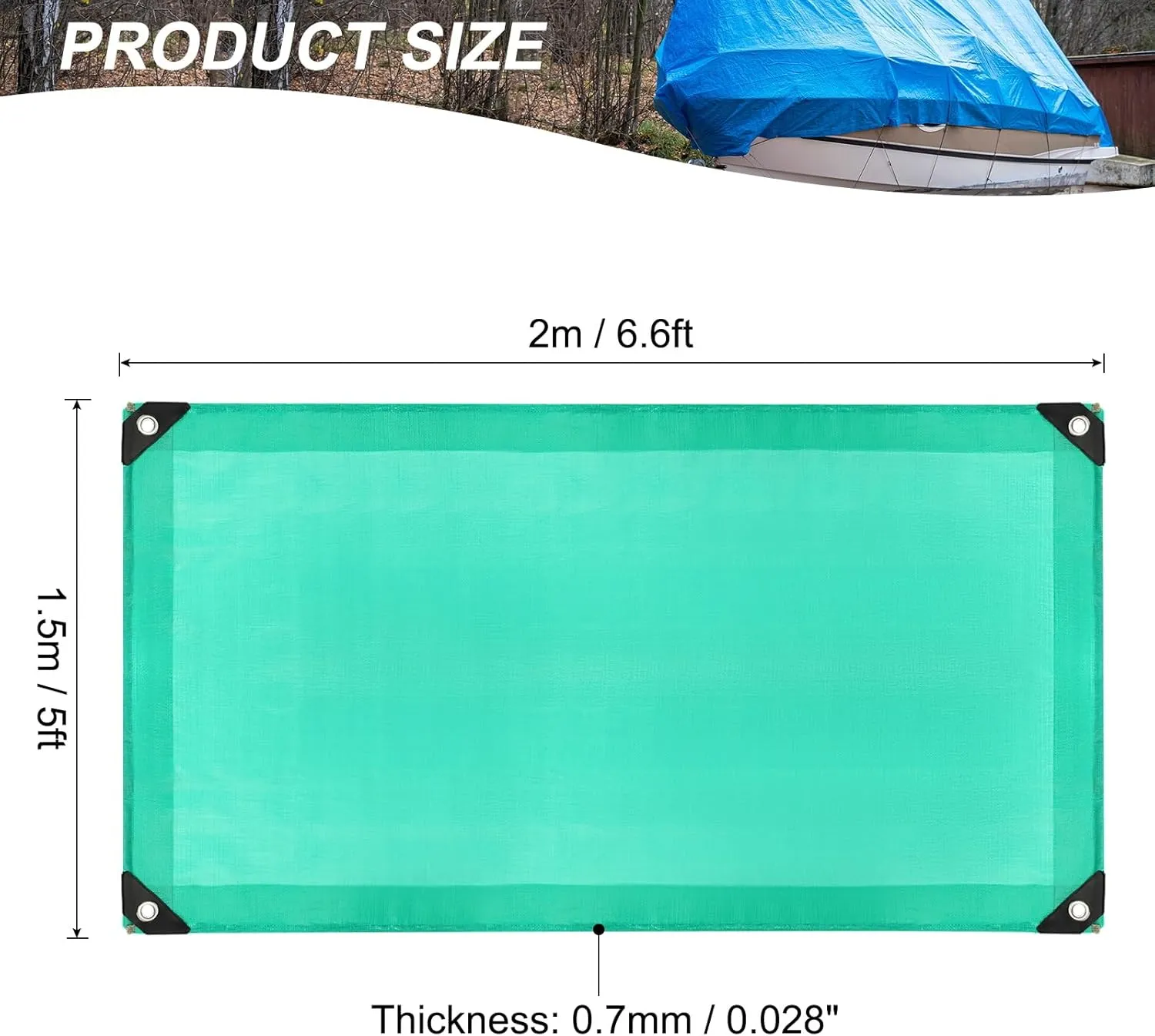 MECCANIXITY Heavy Extra Thick Tarp 5 x 6.6ft, Waterproof Multipurpose Outdoor Poly Tarp for Roof Camping Patio Pool Boat Car(Green)
