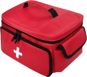 Medicine Storage Bag, Empty First Aid Bag, Medicine Organizer and Storage Bag Empty, Pill Bottle Organizer for Emergency, First Aid Box Family Zippered Medicine Bag for Home and Travel