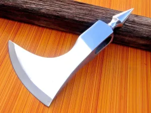 Medieval Huntsman SPIKER Custom Hand Made HIGH Carbon Steel Tomahawk Viking Axe Head with Leather Sheath