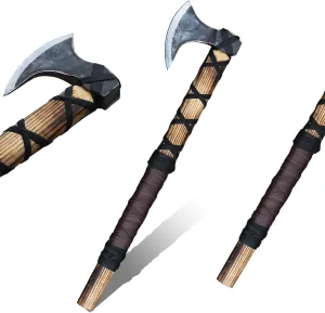 Medieval Viking Axe of Ragnar Lothbrok, Hand Forged Bearded Tomahawk Hatchet with Wall Plaque