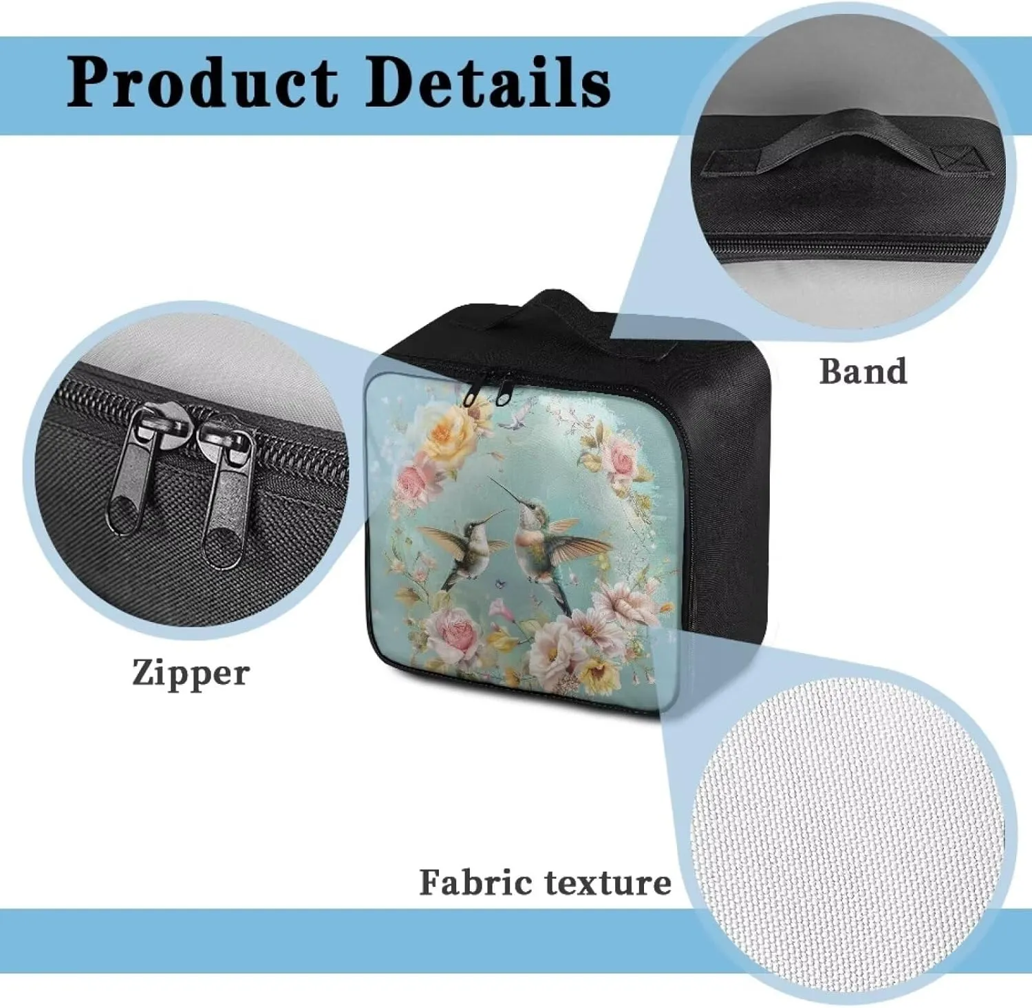 Medium Size First Aid Bag Empty Hummingbird Travel First Aid Kit Pouch Floral Medical Storage Bag Portable Emergency Survival Pouch Bag for Dorm Camping Hiking Home Travel