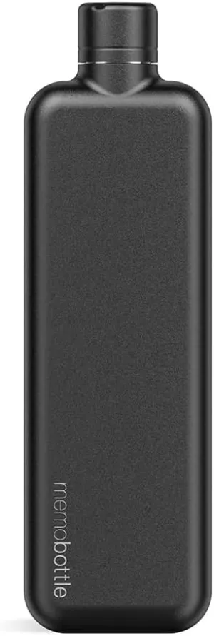 memobottle SLIM STAINLESS STEEL (BLACK) | 20 oz / 600 ml | Durable, Leak-Proof, Premium Water Bottle | BPA-free| Ideal for Modern Lifestyle, Gym Workouts & Travel