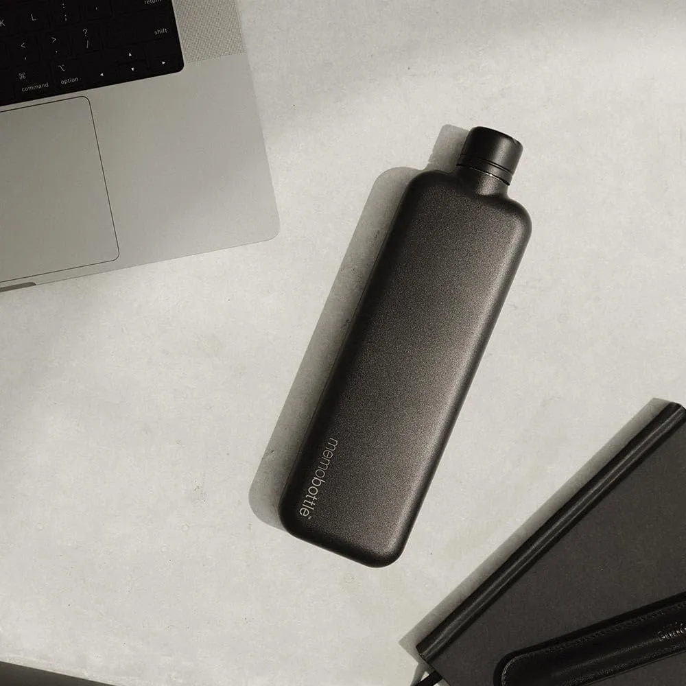 memobottle SLIM STAINLESS STEEL (BLACK) | 20 oz / 600 ml | Durable, Leak-Proof, Premium Water Bottle | BPA-free| Ideal for Modern Lifestyle, Gym Workouts & Travel