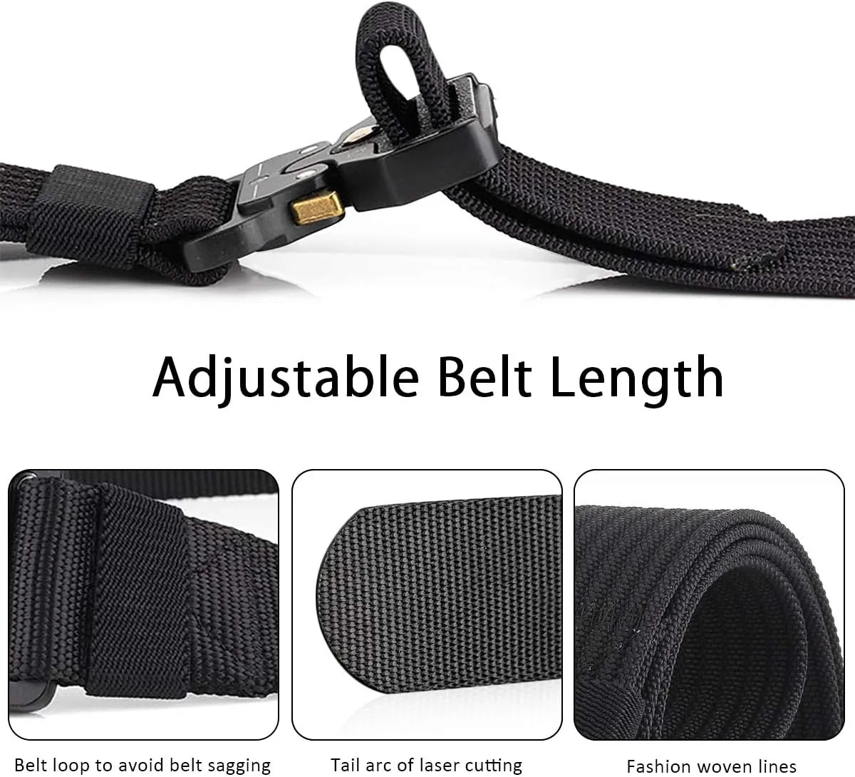 Men Tactical Belt 1.5 Inch Heavy Duty Belt Nylon Work Belt Quick-Release Metal Buckle for Molle Sport
