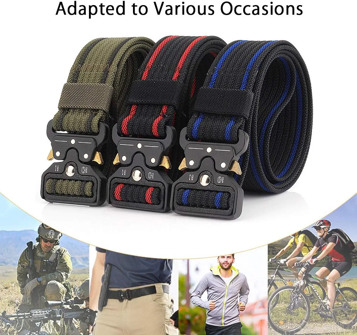 Men Tactical Belt 1.5 Inch Heavy Duty Belt Nylon Work Belt Quick-Release Metal Buckle for Molle Sport