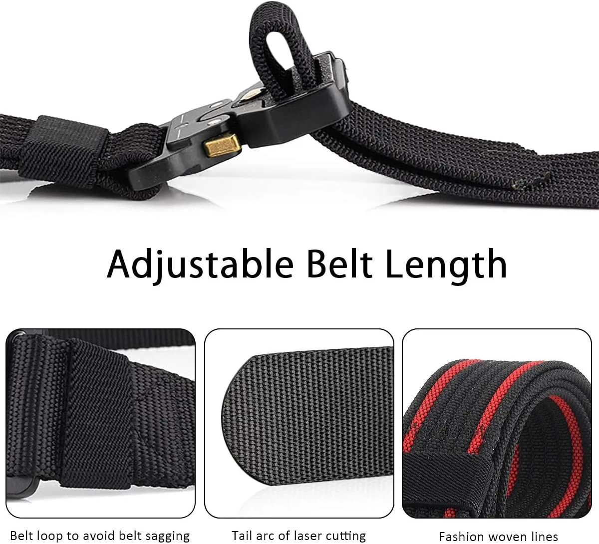 Men Tactical Belt 1.5 Inch Heavy Duty Belt Nylon Work Belt Quick-Release Metal Buckle for Molle Sport